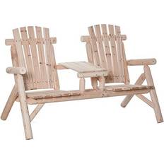 Patio Furniture OutSunny Outsunny Wooden Adirondack Chairs, Double Seat Bench