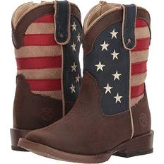 Children's Shoes Roper Toddler American Patriot Square Toe Fashion Cowboy Boots Brown/Red/White/Blue