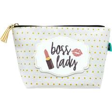 Gold Toiletry Bags & Cosmetic Bags Boss Lady Janie Pouch Gifts for Women Gold Dotted Makeup Bags Cosmetic Bag Travel Toiletry Makeup Pouch Pencil Bag with Zipper Best Work Bestie Gifts