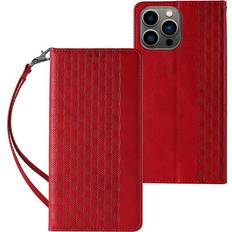 Hurtel Handytasche für iphone 13 pro schutztasche bookcase hülle case handyhülle Rot