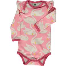 Barnkläder Småfolk Body LS, Svan/Sea Pink 86