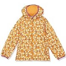 Florals Jackets Children's Clothing Amazon Essentials girls Lightweight Water-Resistant Packable Hooded Puffer Jacket, Yellow, Floral