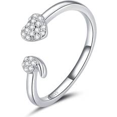 ChaoChuang Heart Shaped Adjustable Finger Rings for Women Silver plating Fashion Jewelry