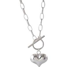 Multicoloured Necklaces Keshen 2PCS Copper Simple Love Heart Charm Pendant Necklace Clasp Chain Necklace for Women Jewelry Gifts Multicoloured