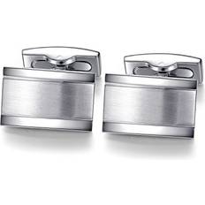 Silver Plated Cufflinks Honey Bear HONEY BEAR Cufflinks for Mens Rectangle Stainless Steel Silver, for Business Wedding Gift