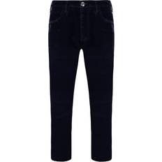 Armani Women Trousers Armani Emporio Regular Fit Velvet Womens Trousers Blue Cotton Waist