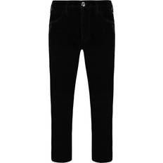 Armani Women Trousers Armani Emporio Regular Fit Womens Velvet Trousers Black Cotton Waist