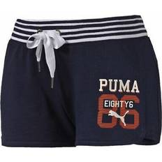 Canvas - Woman Trousers & Shorts Puma Style Athletic Stretch Waist Bottoms Navy Blue Womens Shorts 836406 White Cotton