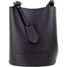 Burberry Handbags Burberry Lorne Small Black Pebbled Leather Bucket Crossbody Handbag Purse