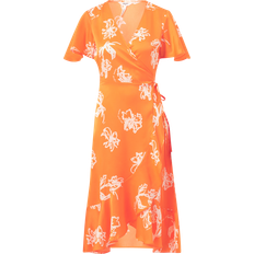 Midiklänningar - Orange Object Omlottklänning objIssy Papaya S/S Midi Wrap Dress Orange