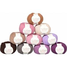 Infinity Hearts Baby Merino Garnpakke 17 Brun og Lilla nuancer 10 st Baby Merino Garnpakke 17 Brun og Lilla nuancer