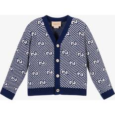 White Cardigans Gucci Blue Wool Gg Baby Cardigan - Blue Wool