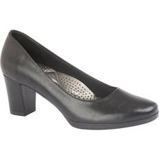 PU Leather Plain Court Shoe 55mm Heel Black