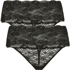 Zizzi Trosor Zizzi Stringtrosor lAzalea Lace Thong 2-pack Svart