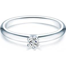 Wood Rings Trilani Tresor 1934 Sterling Silver 925 rhodium-plated Ladies ring Engagement ring Solitaire with white Zirconia 60451008