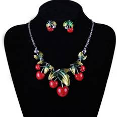 Purple - Women Necklaces Zhihuan Cherry cute sweet necklace set ladies clavicle necklace Red