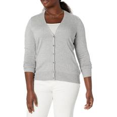 Cardigans Amazon Essentials Womens Lightweight Vee cardigan Sweater Available in Plus Size Light grey Heather