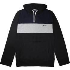 Men - Stripes Jumpers Ben Sherman Panelled Black Hoodie Cotton