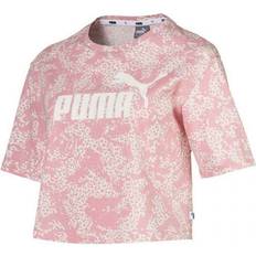 Clothing Puma Elevated Essentials Cropped Logo AOP T-Shirt Womens Top 580392 Pink