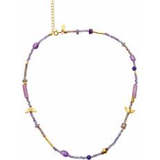 Maanesten Gold Plated Tita Multi Stone Necklace 2680A Purple