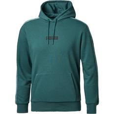 Men - Velvet Jumpers Puma Velvet Hoodie Logo Jumper Green Sweat Mens Blue Textile
