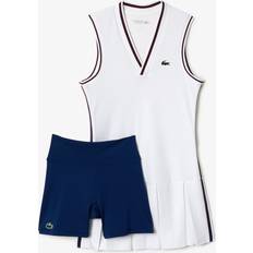 Lacoste Damen Shorts Lacoste Tenniskleid mit Galonstreifen WEISS/ DUNKELROT/ BLAU