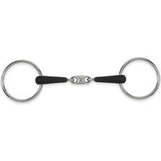 EquiRubber 5.5in, Silver/Black Equikind Peanut Link Horse Loose Ring Snaffle Bit