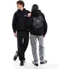 Dam - Denim/Jeanstyg Tröjor Dr. Denim Dr Denim – Unisex – Damien – Svart grov huvtröja med "Good Times Since Forever"-tryck baktill-Svart/a