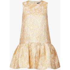 Gold - Sportswear Garment Dresses Sister Jane Sister Jane Womens Gold Cassandra Metallic-jacquard Dropped-hem Woven Mini Dress