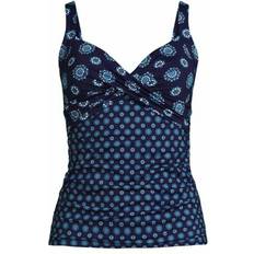 Blu Tankini Lands' End V-Neck Wrap Tankini Top, Women Blue