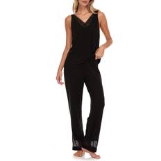 Fabric - Women Sleepwear Flora Nikrooz Women's Franny Tank and Pajama Pants Set Black Black