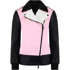 Armani Women Outerwear Armani Exchange Leather Womens Black/Pink Jacket Black/White Viscose