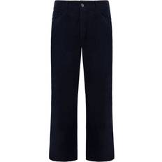 Armani Women Trousers Armani Emporio J33 Regular Fit Wide Leg Womens Trousers Navy Cotton Waist