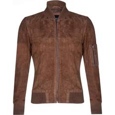 Men - Suede Jackets Infinity Leather Mens Tobacco Suede Bomber MA-1 Varsity Jacket Brown