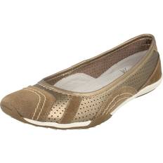 Brown Ballerinas Down To Earth UK 3, Bronze Brown Ladies Down To Earth Flat Ballerina Shoes Gold