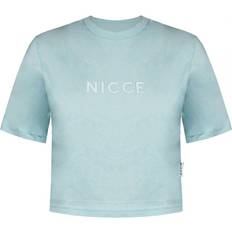 Nicce Womens Aqua Blue Cropped T-Shirt Cotton