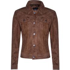 Men - Suede Jackets Infinity Leather Infinity Leather Mens Goat Suede Jeans Jacket-Adelaide Tan