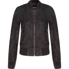 Suede Jackets Infinity Leather Infinity Leather Womens MA-1 Suede Bomber Jacket-Arnhem Black