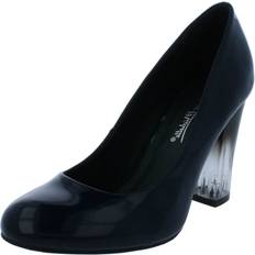 Anne Michelle UK 4, Navy Blue Ladies Anne Michelle Clear Block Heel Court Shoes F9921