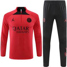 2022-24 PSG Long Sleeve Tracksuit Football Training Suit Red/Black