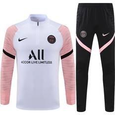 2021-22 PSG Football Training Suit Long Sleeve Tracksuit White/Pink