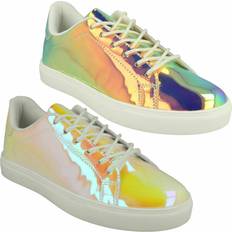 Spot On UK 5, Pink/Yellow Ladies Hologram Pumps F7138