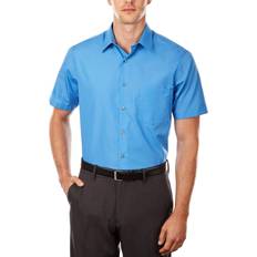 Van Heusen mens Short Sleeve Regular Fit Poplin Solid Dress Shirt, Pacifico, Neck