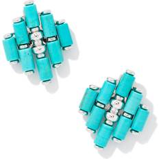 Kendra Scott Gray Earrings Kendra Scott Ember Silver Statement Stud Earrings in Variegated Turquoise Magnesite Variegated Turquoise Magnesite/Metal Rhodi One