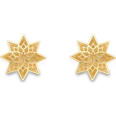 Jewelco London 9ct Yellow Gold Spirograph Explosion Star Burst Stud Earrings 7mm SENR02873