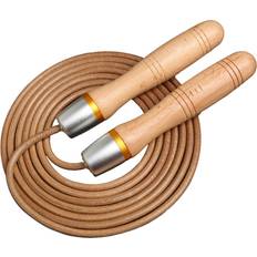 Leather Fitness Jumping Rope Tianci Jump Rope Wooden Handle Adjustable Leather Speed, Fitness Workout Boxing Exercise, Fat Burning-Sliver