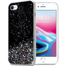 Cadorabo Black with Glitter Case for Apple iPhone 7 7S 8 SE 2020 Cover Protection TPU Silicone Gel Back case with sparkling glitter
