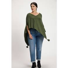 Donna - Verde Poncho Ulla Popken Poncho Oversize Maglia con Orlo a Punte e Nappe Donna Verde 56-62