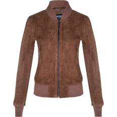 Suede Jackets Infinity Leather Infinity Leather Womens MA-1 Suede Bomber Jacket-Arnhem Tan