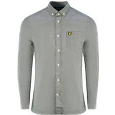 Flannel Shirts - Linen Lyle & Scott Mens Green Long Sleeved Linen Shirt